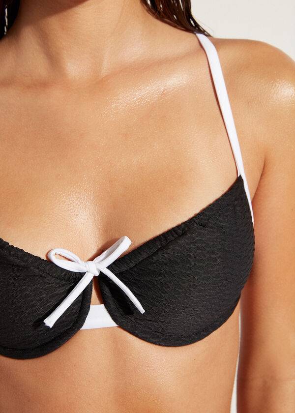 Women's Calzedonia Balconette Coimbra Bikini Tops Black / White | IE1663WY