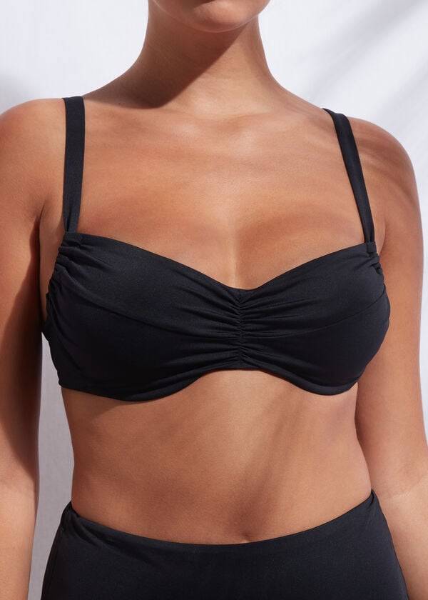 Women\'s Calzedonia Balconette Indonesia Bikini Tops Black | IE1664EX