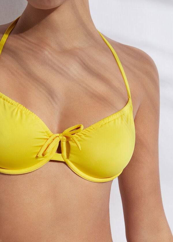 Women's Calzedonia Balconette Indonesia Eco Bikini Tops Yellow | IE1665RW