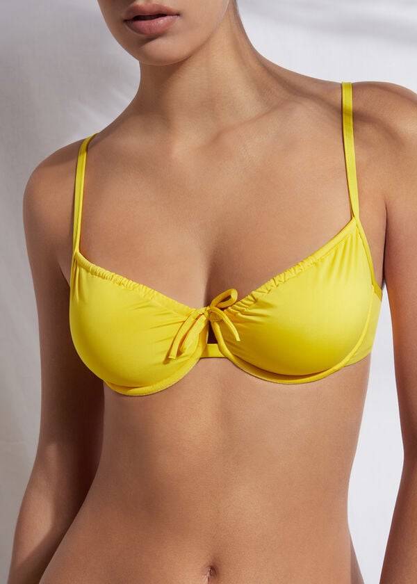 Women's Calzedonia Balconette Indonesia Eco Bikini Tops Yellow | IE1665RW