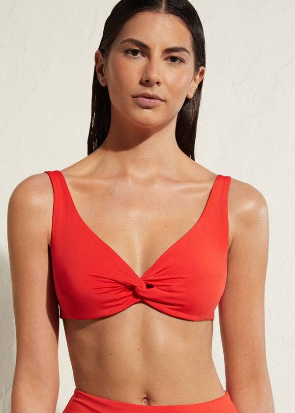 Women\'s Calzedonia Balconette Indonesia Eco Bikini Tops Red | IE1668UT