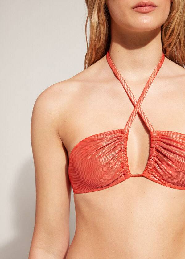 Women's Calzedonia Bandeau Antigua Bikini Tops Coral Orange | IE1685BC