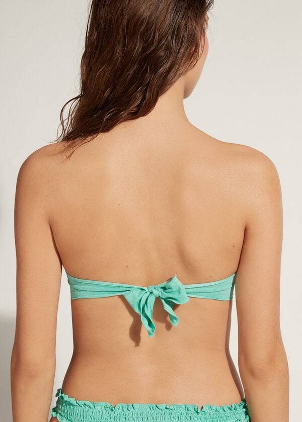 Women's Calzedonia Bandeau Formentera Bikini Tops Green | IE1689WY