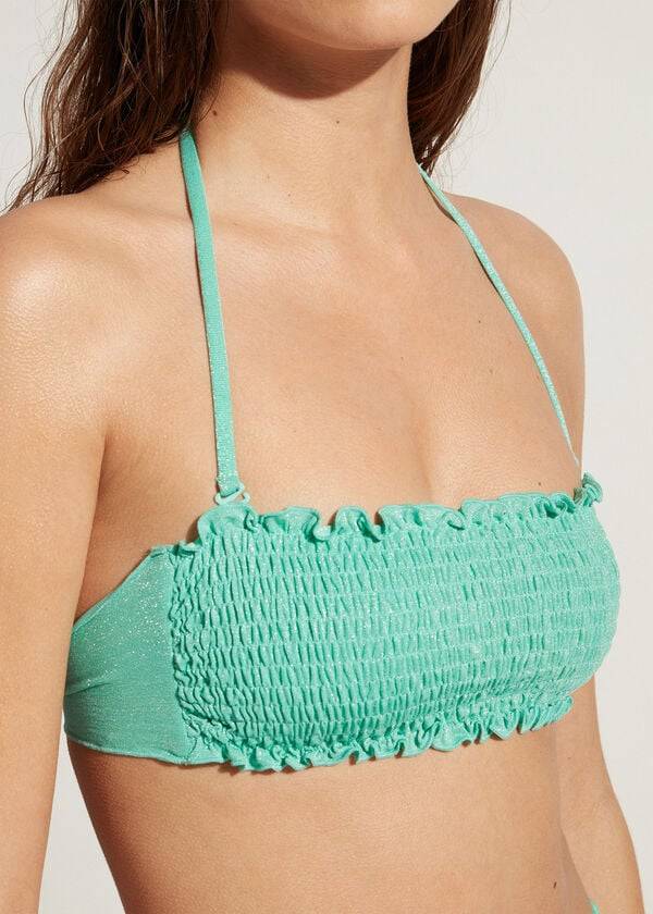 Women's Calzedonia Bandeau Formentera Bikini Tops Green | IE1689WY