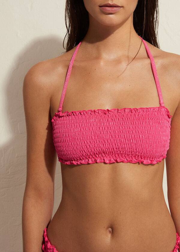 Women's Calzedonia Bandeau Formentera Bikini Tops Pink | IE1690EX