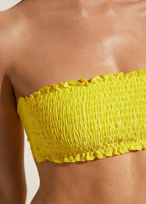 Women's Calzedonia Bandeau Formentera Bikini Tops Yellow | IE1691RW