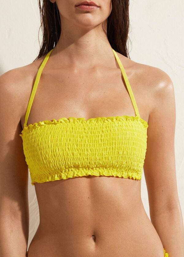 Women's Calzedonia Bandeau Formentera Bikini Tops Yellow | IE1691RW