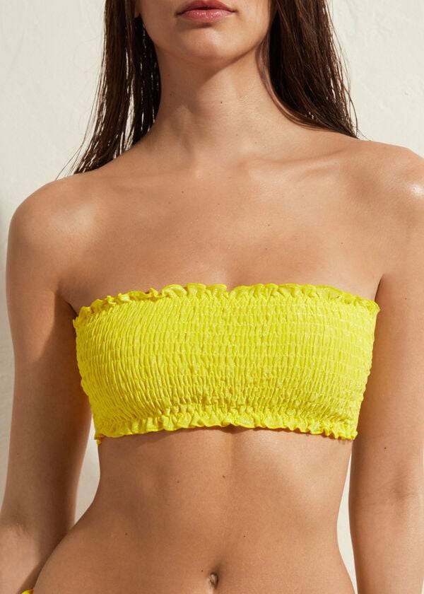 Women\'s Calzedonia Bandeau Formentera Bikini Tops Yellow | IE1691RW