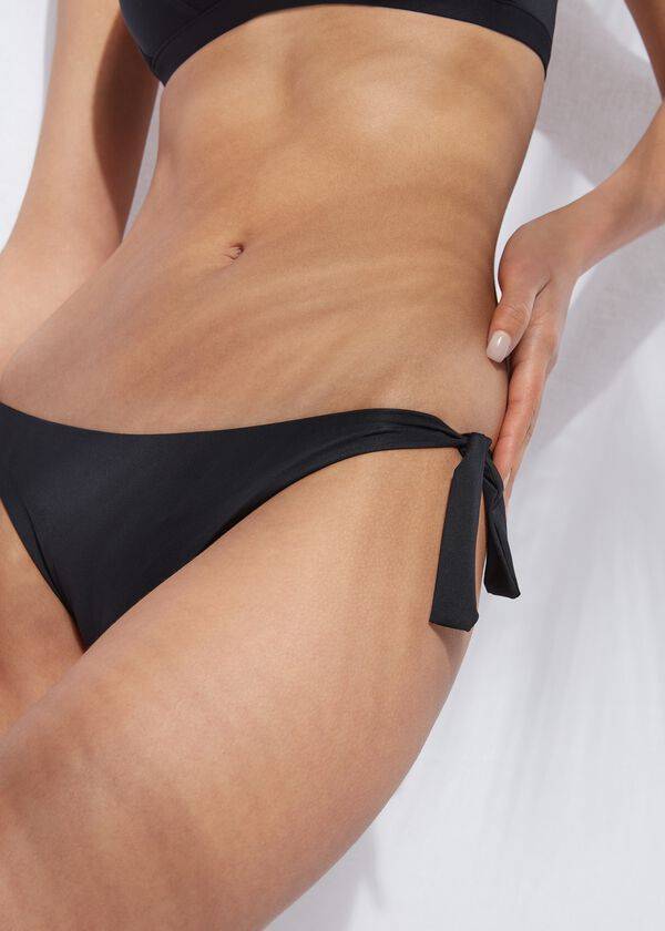 Women's Calzedonia Bow Brazilian Indonesia Eco Bikini Bottoms Black | IE1298QZ