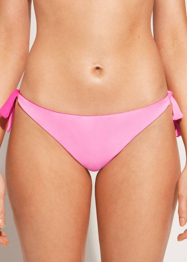 Women's Calzedonia Bow Brazilian Indonesia Eco Bikini Bottoms Pink | IE1301RW