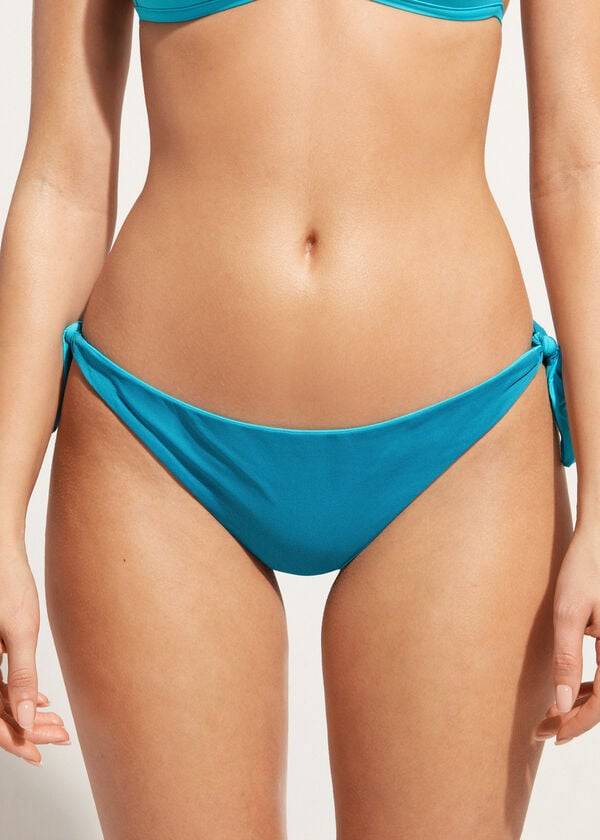 Women's Calzedonia Bow Brazilian Indonesia Eco Bikini Bottoms Turquoise | IE1302TV