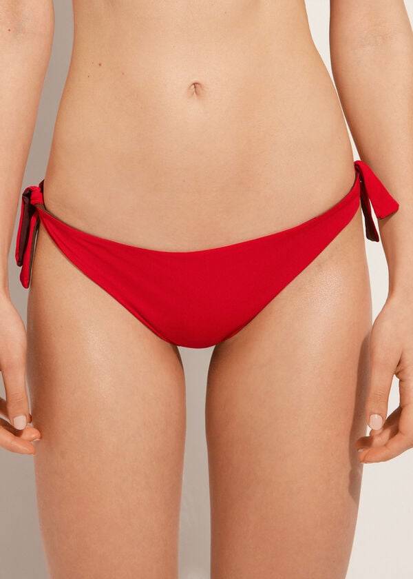 Women\'s Calzedonia Bow Brazilian Indonesia Eco Bikini Bottoms Red | IE1303YU