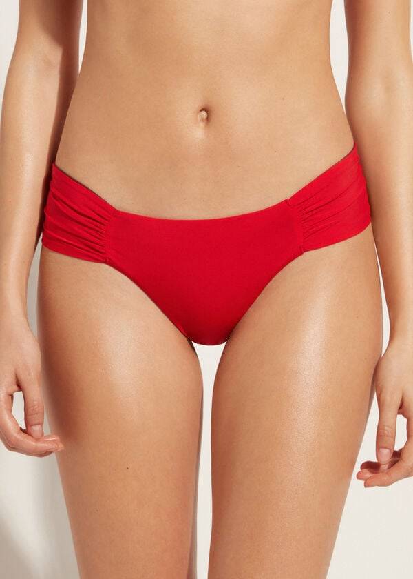 Women\'s Calzedonia Brazilian Indonesia Eco Bikini Bottoms Red | IE1315KI