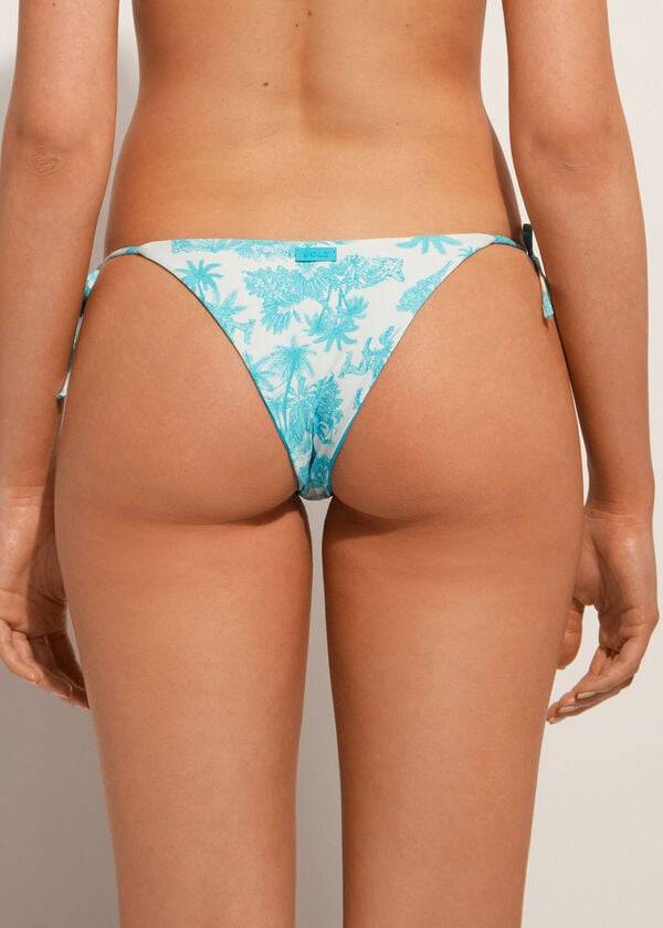 Women's Calzedonia Brazilian String Sorrento Bikini Bottoms Blue | IE1339HK