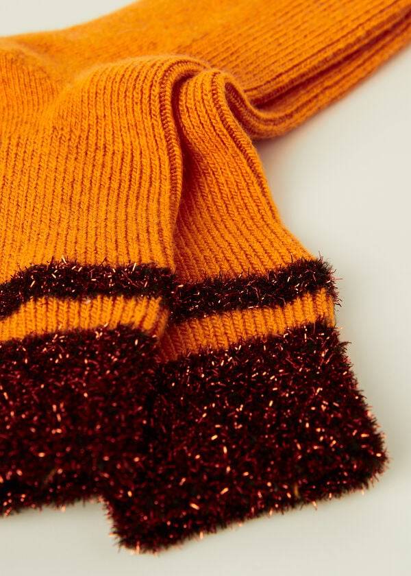 Women's Calzedonia Cashmere with Glitter Trim Short Socks Orange | IE2356CE