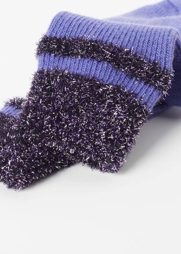 Women's Calzedonia Cashmere with Glitter Trim Short Socks Purple | IE2357XF