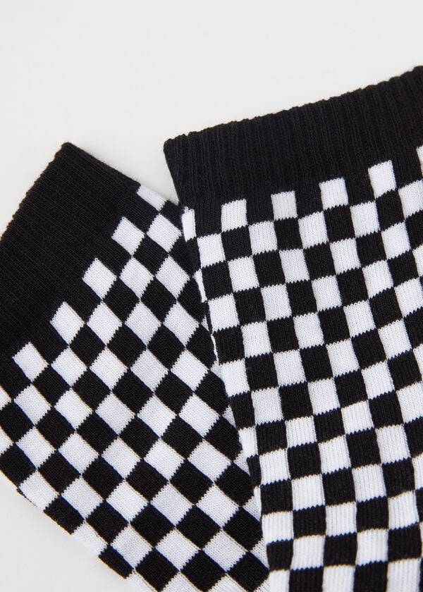 Women's Calzedonia Checkered Pattern Short Socks Black | IE2363GL