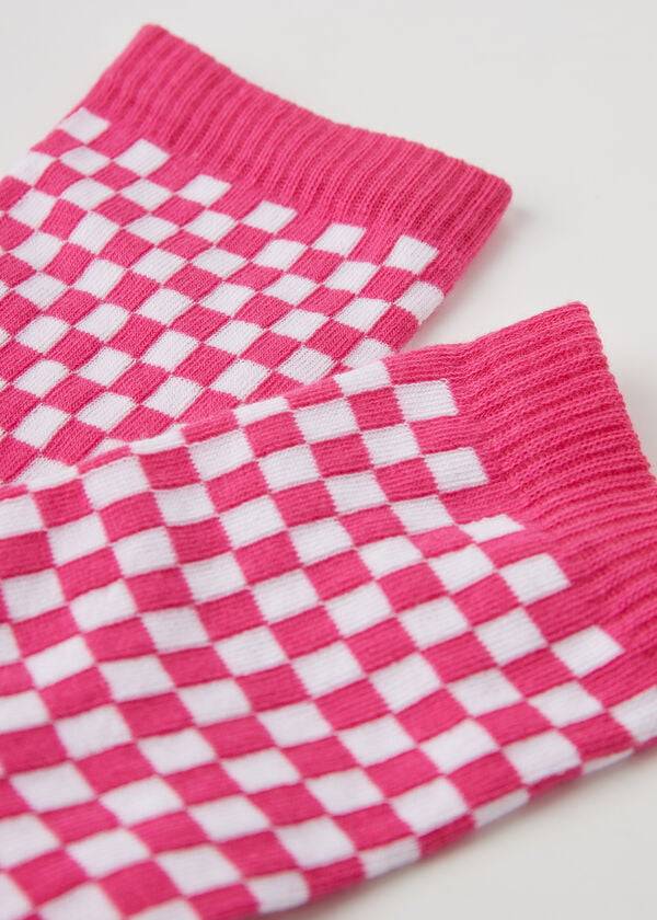 Women's Calzedonia Checkered Pattern Short Socks Pink | IE2364FM