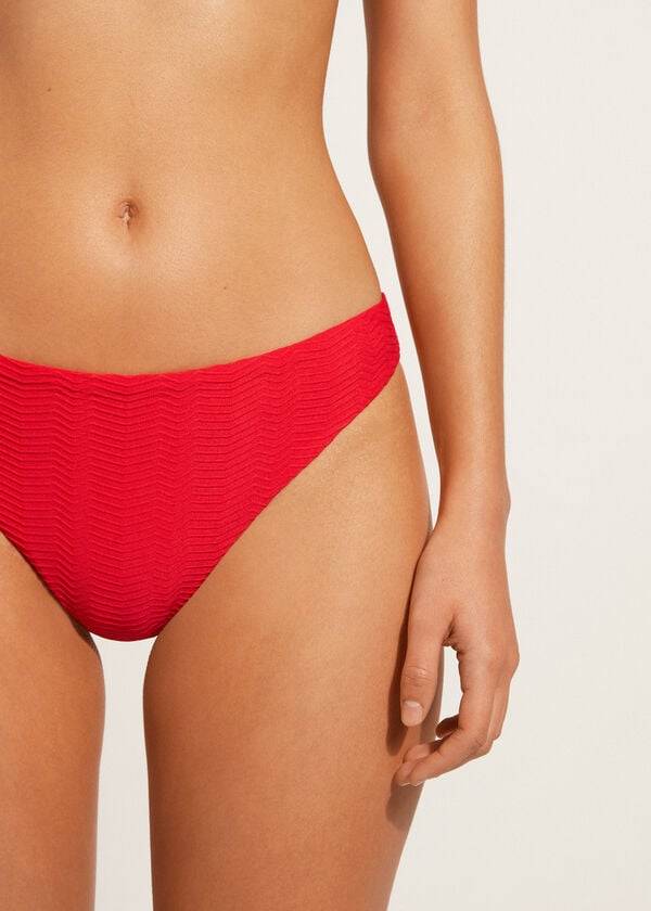 Women's Calzedonia Chevron Casablanca Bikini Bottoms Red | IE1349MA