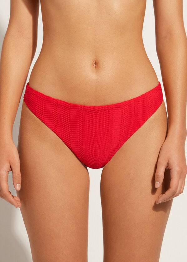 Women\'s Calzedonia Chevron Casablanca Bikini Bottoms Red | IE1349MA