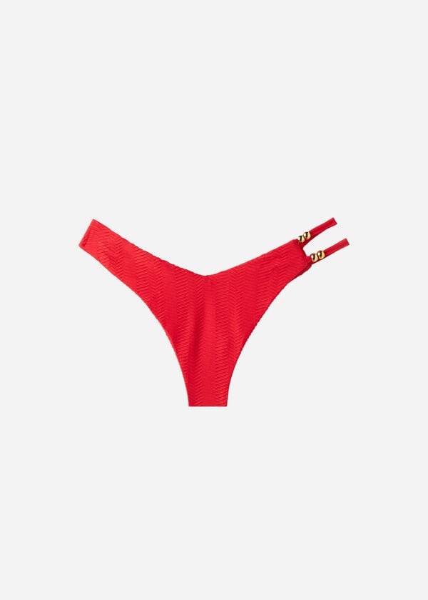 Women's Calzedonia Chevron High-Cut Brazilian Casablanca Bikini Bottoms Red | IE1353RW