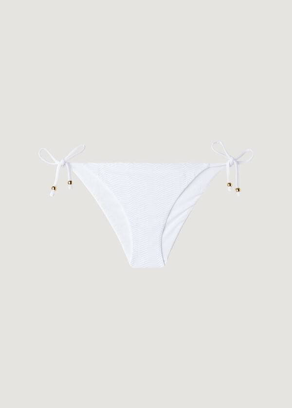 Women's Calzedonia Chevron String Casablanca Bikini Bottoms White | IE1359PQ