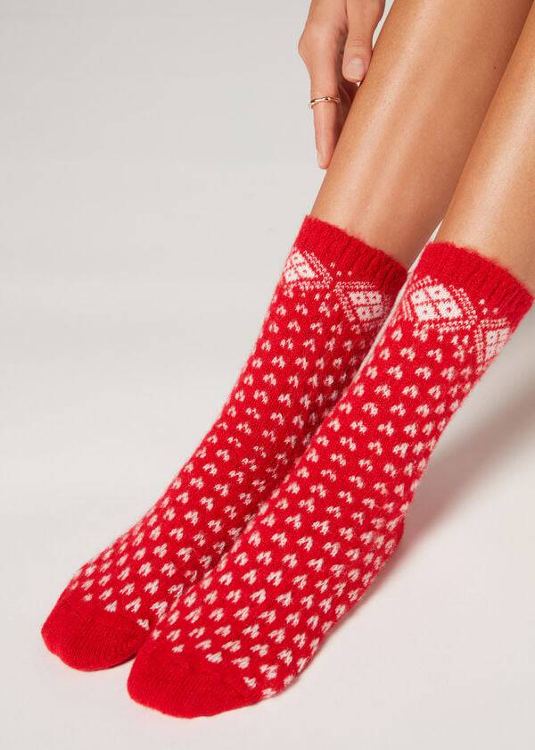 Women\'s Calzedonia Christmas Soft Short Socks Red | IE2375EX