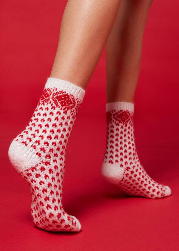 Women's Calzedonia Christmas Soft Short Socks White | IE2377QZ