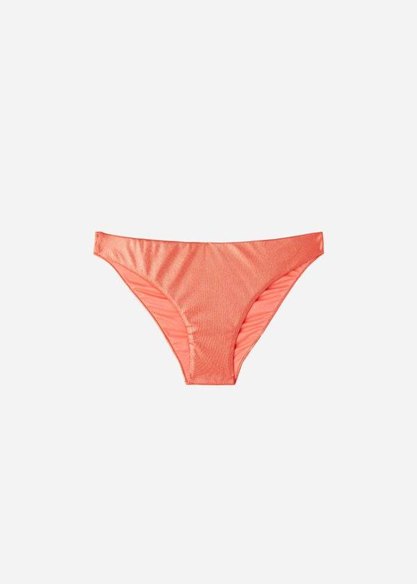 Women's Calzedonia Coated-Effect Antigua Bikini Bottoms Coral Orange | IE1362DN