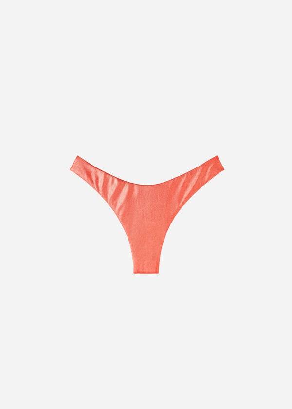 Women's Calzedonia Coated-Effect High-Cut Brazilian Antigua Bikini Bottoms Coral Orange | IE1364GL