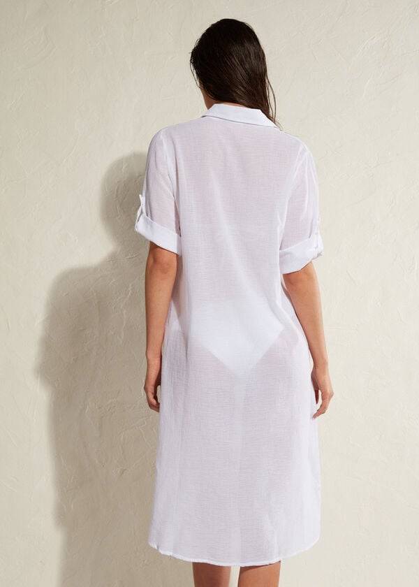 Women's Calzedonia Cotton Maxi Shirt Cover Ups White | IE2070LH