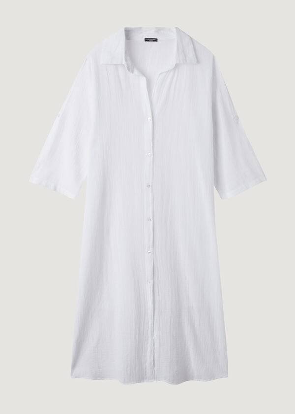 Women's Calzedonia Cotton Maxi Shirt Cover Ups White | IE2070LH