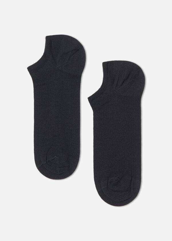 Women's Calzedonia Cotton No-show Socks Navy | IE2277KI