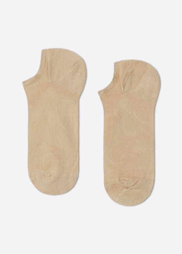 Women's Calzedonia Cotton rosa No-show Socks Brown / Beige | IE2286QZ