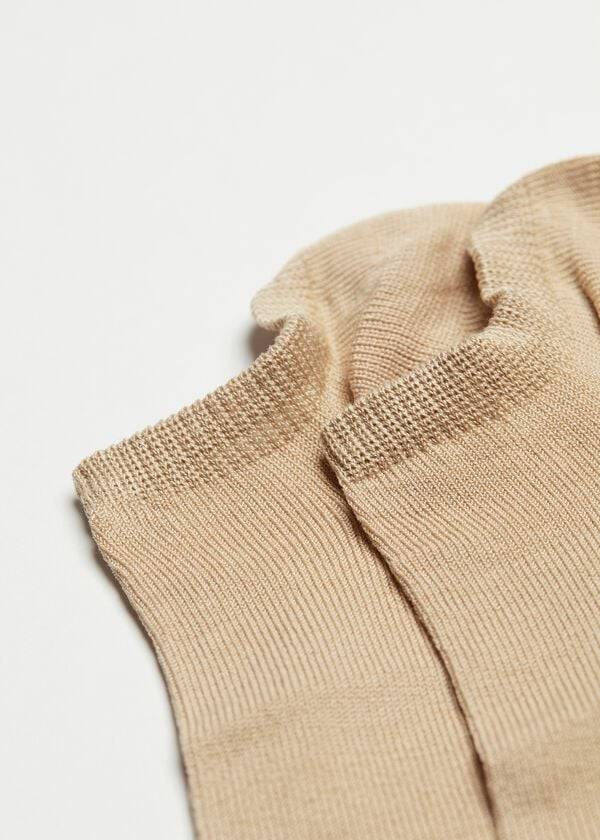 Women's Calzedonia Cotton rosa No-show Socks Brown / Beige | IE2286QZ