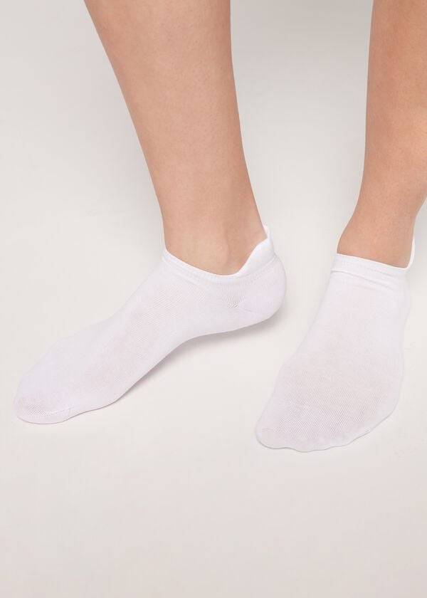 Women\'s Calzedonia Cotton rosa No-show Socks White | IE2288EX