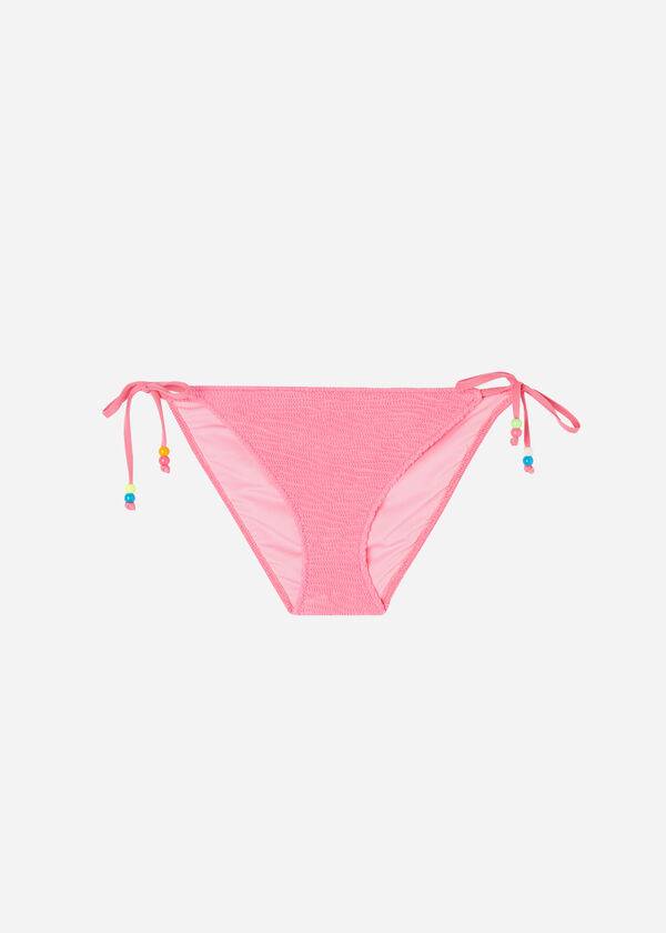 Women's Calzedonia Crinkled String San Diego Bikini Bottoms Pink | IE1376QZ