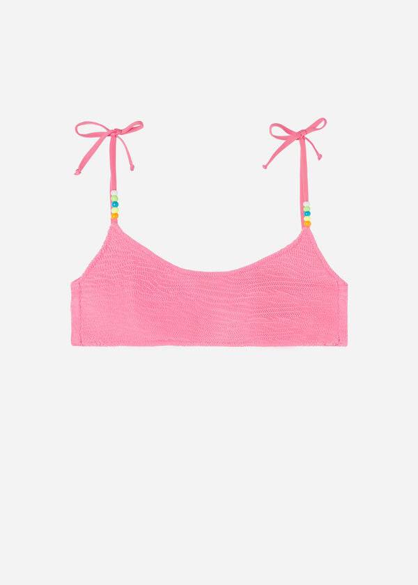 Women's Calzedonia Crinkled Tank-Style San Diego Bikini Tops Pink | IE1703HK