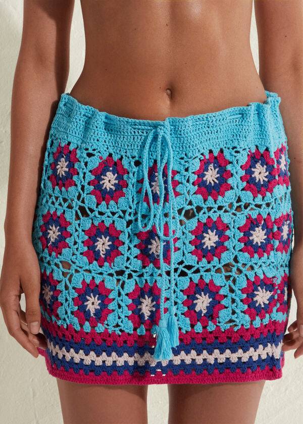 Women's Calzedonia Crochet Skirt Cover Ups Turquoise / Blue | IE2129MA