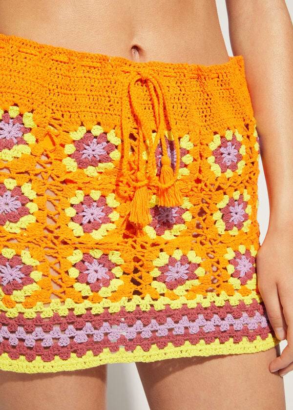 Women's Calzedonia Crochet Skirt Cover Ups Orange | IE2130QZ