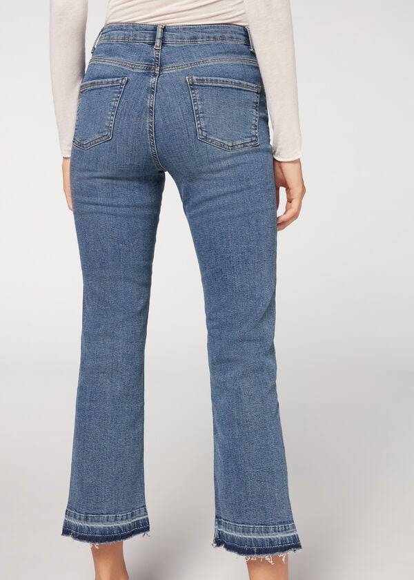 Women's Calzedonia Cropped Flare Jeans Blue | IE2563VD