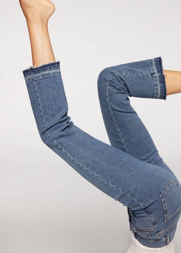 Women's Calzedonia Cropped Flare Jeans Blue | IE2563VD