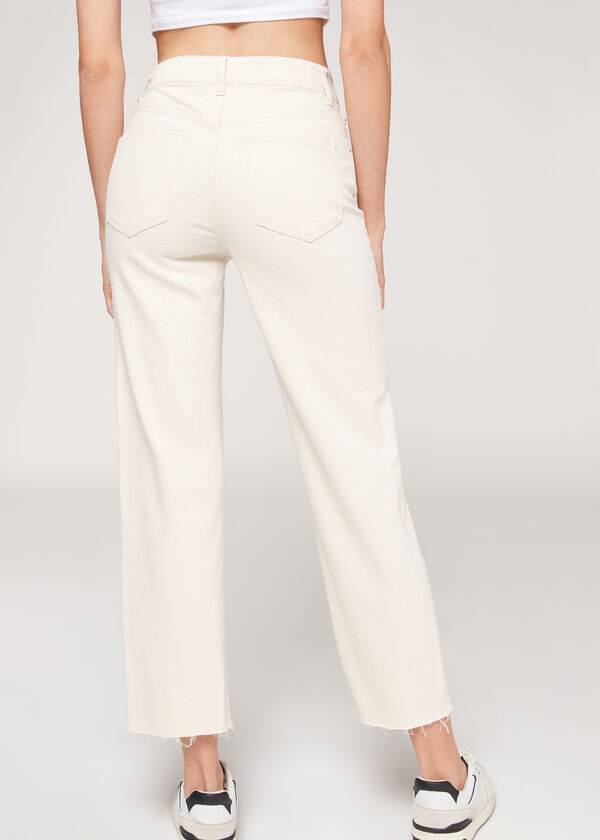 Women's Calzedonia Cropped Straight-Leg Pants White | IE2724RW