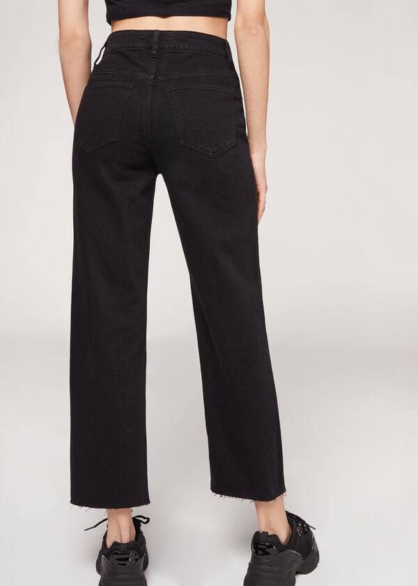 Women's Calzedonia Cropped Straight-Leg Pants Black | IE2725EX