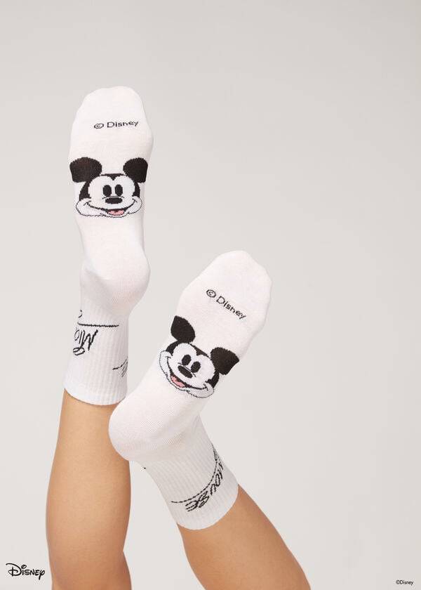 Women\'s Calzedonia Disney Patterned Short Socks White / Black | IE2424YU