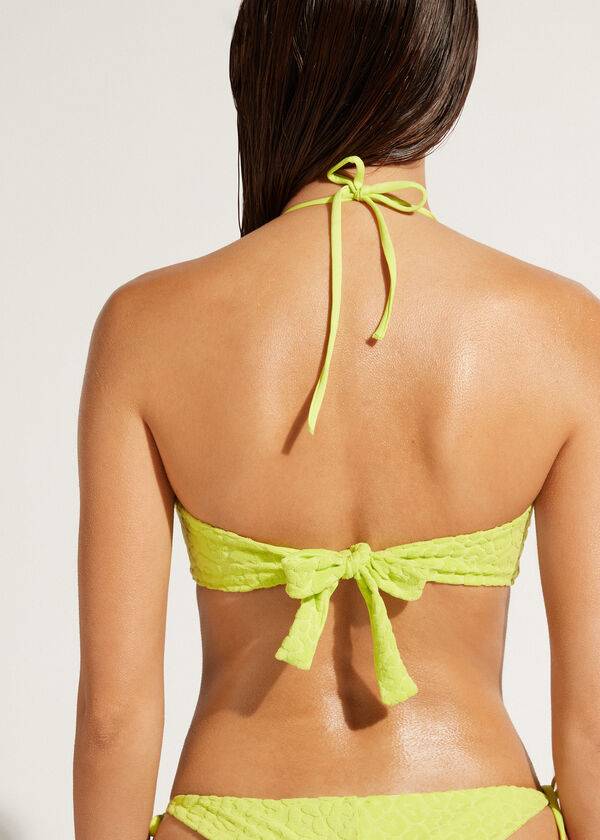 Women's Calzedonia Drawstring Bandeau Bangkok Bikini Tops Green | IE1708XF