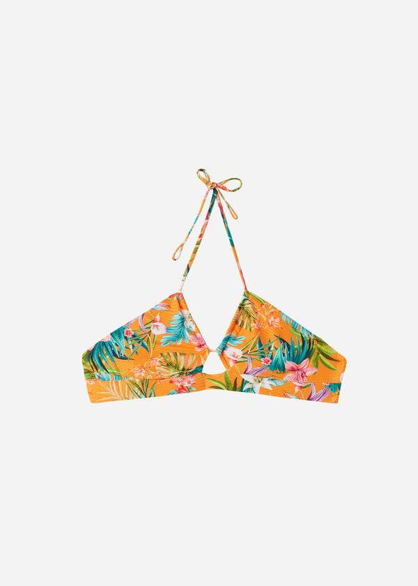 Women's Calzedonia Drawstring Bandeau Rio Eco Bikini Tops Orange | IE1713MA