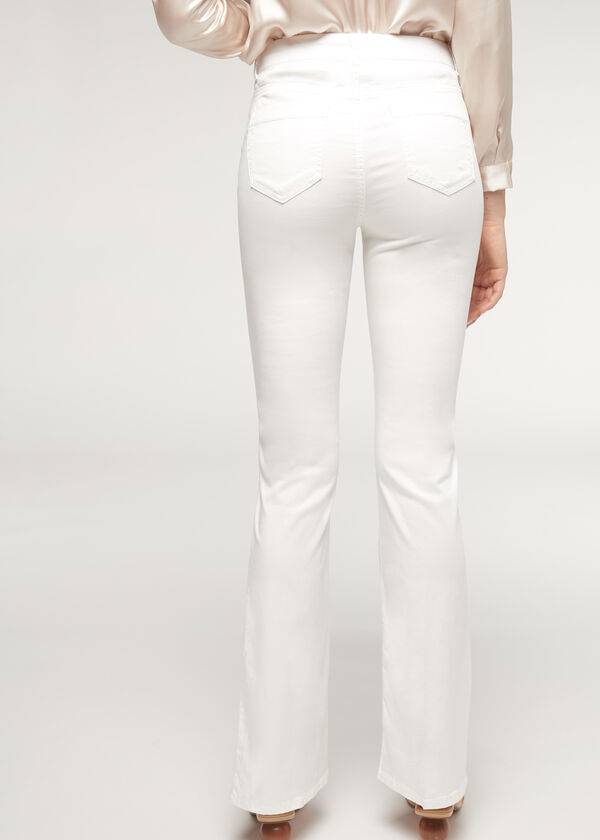 Women's Calzedonia Eco Light Flared Denim Jeans White | IE2574SO