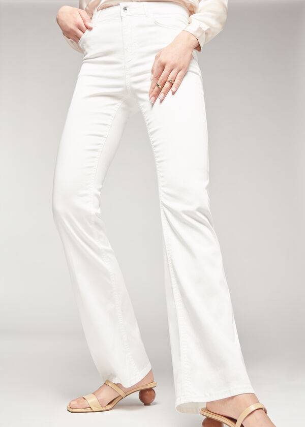 Women's Calzedonia Eco Light Flared Denim Jeans White | IE2574SO