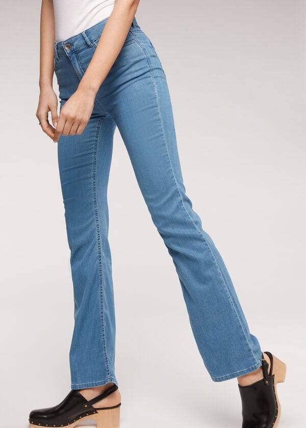 Women's Calzedonia Eco Light Flared Denim Jeans Blue | IE2576PQ